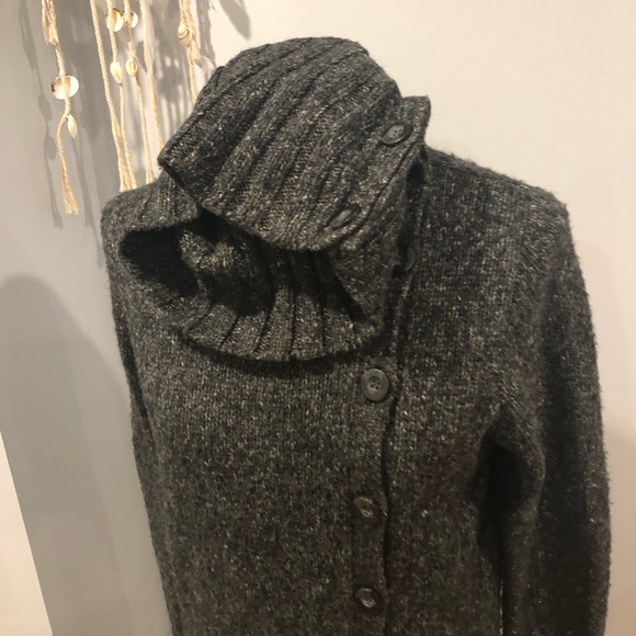 BCBGMaxAzria grey asymmetrical button sweater - Picture 5 of 8